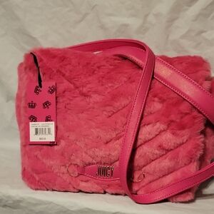Juicy Couture Vibrant Pink Plush Shoulder Bag